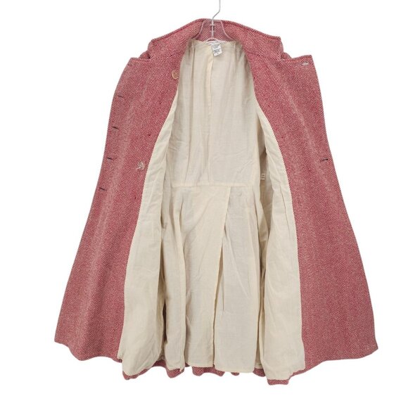 DIANE VON FURSTENBERG Princess Coat Red Herringbone Double Breasted Size 10 - Picture 6 of 9